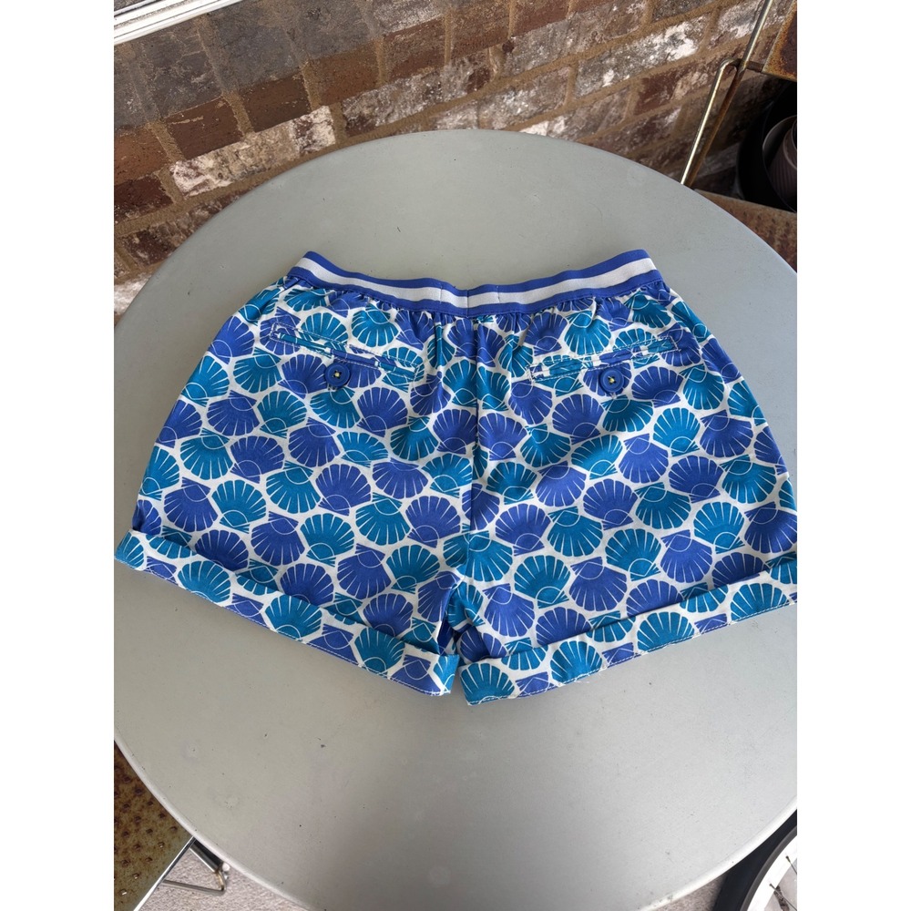 Mini Boden Girls Blue Seashell Print Shorts Elastic Waist Cuffed Size 11Y - Picture 4 of 6